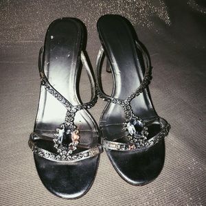 Silver heels with rhinestones!!